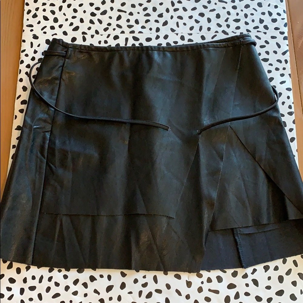 Seek the Label Black Faux Leather Mini Skirt Tie Waist Goth – Size S - Picture 2 of 9